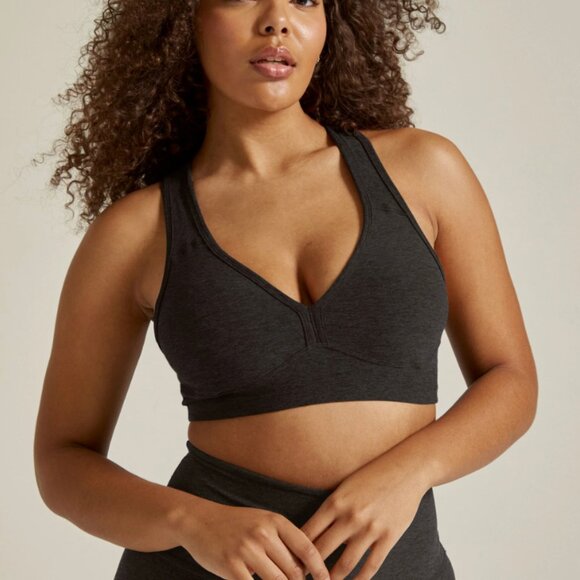 Beyond Yoga Darkest Night Black Spacedye Lift Your Spirits Sports Bra Size XL - Picture 8 of 11